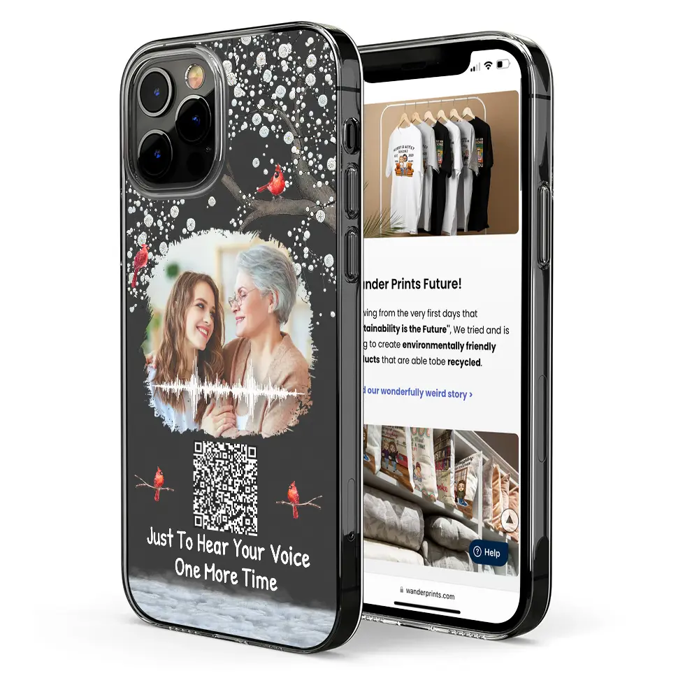 Custom Photo Memorial Soundwave Voice Recording QR Code - Personalized Clear Phone Case