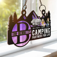 Monogram Camping Partners For Life - Personalized Window Hanging Suncatcher Ornament