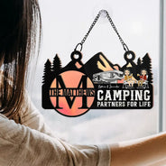 Monogram Camping Partners For Life - Personalized Window Hanging Suncatcher Ornament