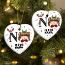 Christmas Monogram Letter Kids - Personalized Combo Heart Ceramic Ornament