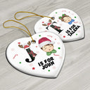 Christmas Monogram Letter Kids - Personalized Combo Heart Ceramic Ornament