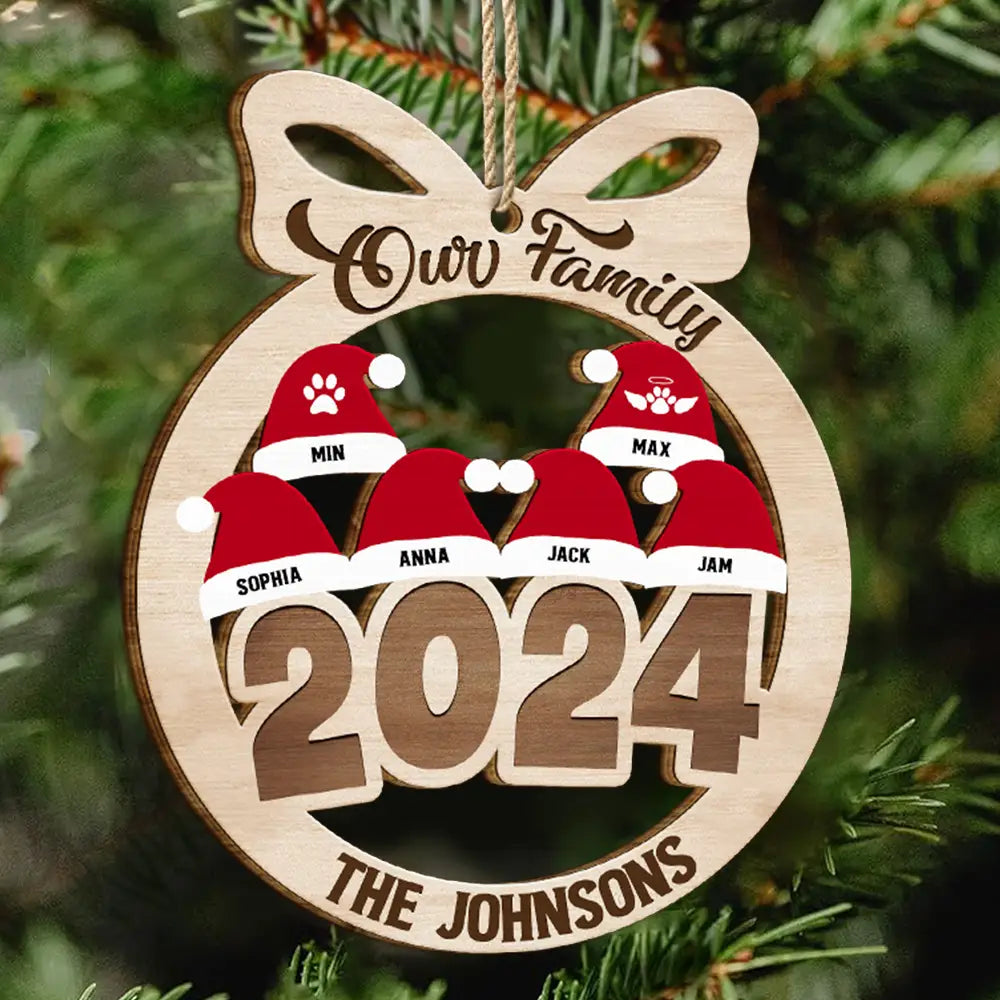2024 Christmas Our Family - Personalized Wooden Cutout Ornament