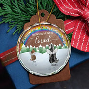 Snowy Over The Rainbow Bridge - Personalized Circle Glass Ornament