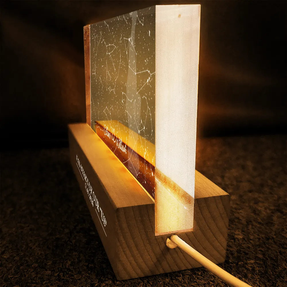 Gift For Couples,Gift For Husband,Gift For Wife,Gift For Boyfriend,Gift For Girlfriend,Star Map,Happy - Star Map The Start Of Our Us Couple - Personalized Rectangle LED Light