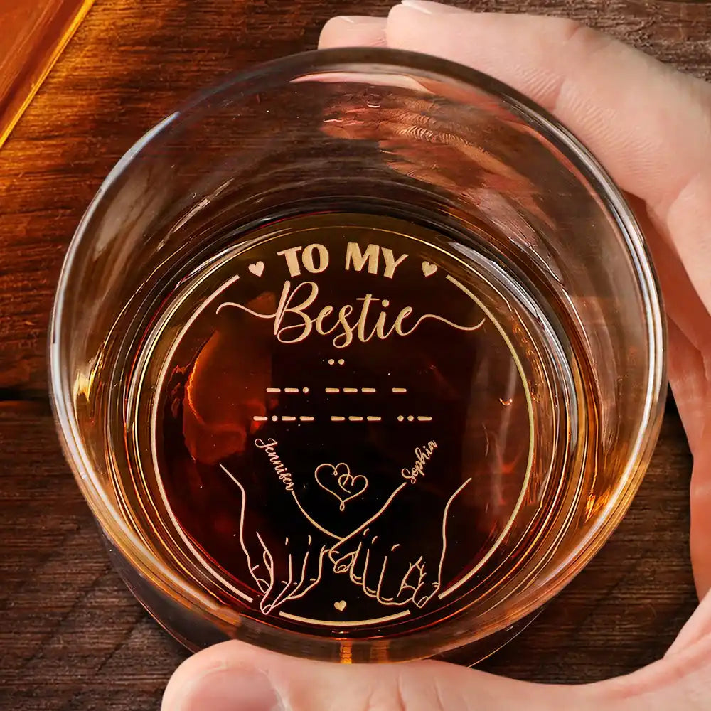 Gift For Husband,Gift For Wife,Gift For Boyfriend,Gift For Girlfriend,Gift For Mother,Gift For Father,Gift For Daughter,Gift For Son,Gift For Sisters,Gift For Brothers,Gift For Bestie,Love - Morse Code Secret Message - Personalized Engraved Whiskey Glass
