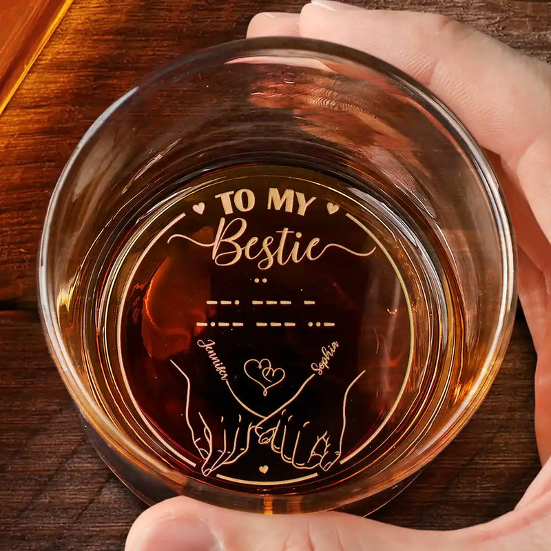 Gift For Husband,Gift For Wife,Gift For Boyfriend,Gift For Girlfriend,Gift For Mother,Gift For Father,Gift For Daughter,Gift For Son,Gift For Sisters,Gift For Brothers,Gift For Bestie,Love - Morse Code Secret Message - Personalized Engraved Whiskey Glass
