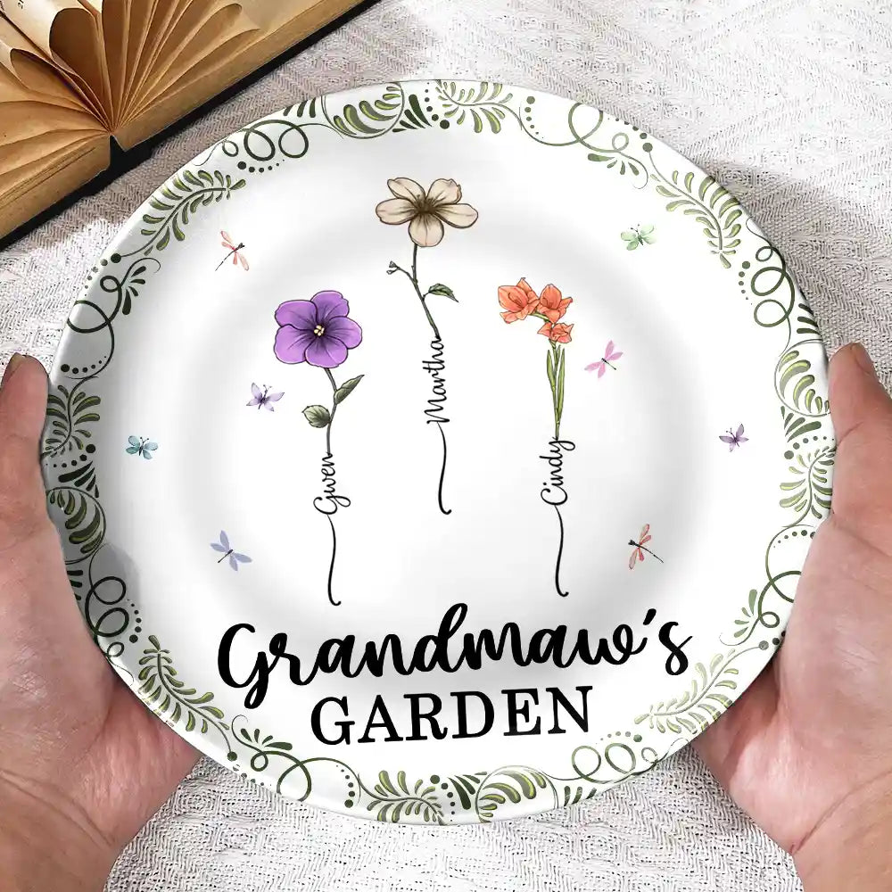 Gift For Mother,Gift For Grandma,Love - Birth Flower Grandma's Garden - Personalized Ceramic Plate