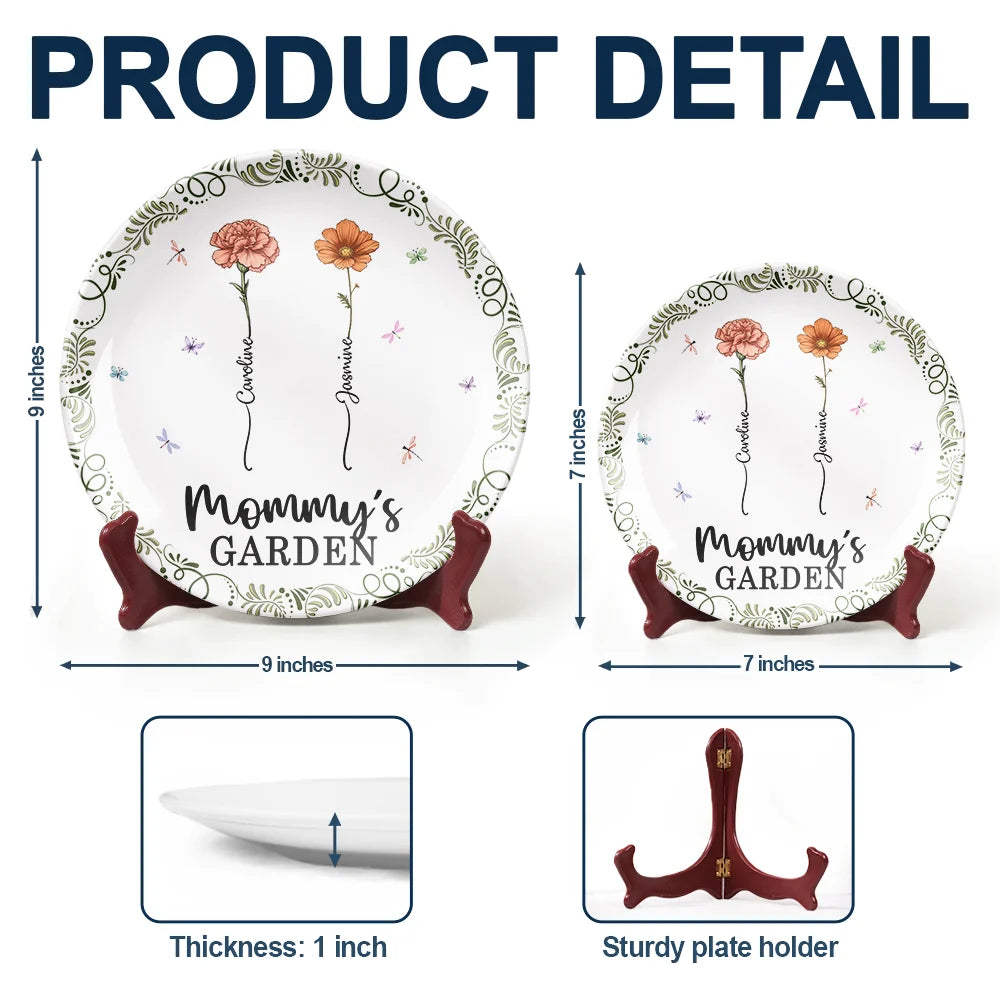Gift For Mother,Gift For Grandma,Love - Birth Flower Grandma's Garden - Personalized Ceramic Plate