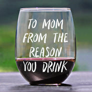 Custom Photo, Gift For Mother, Mom - Children, Happy - Custom Photo Funny Kids Reason To Drink - Personalized Stemless Wine Glass