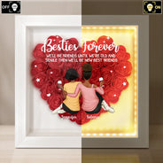 Gift For Bestie,Gift For Women  Besties Forever Our Friendship Is Endless - Personalized LED Light Flower Shadow Box
