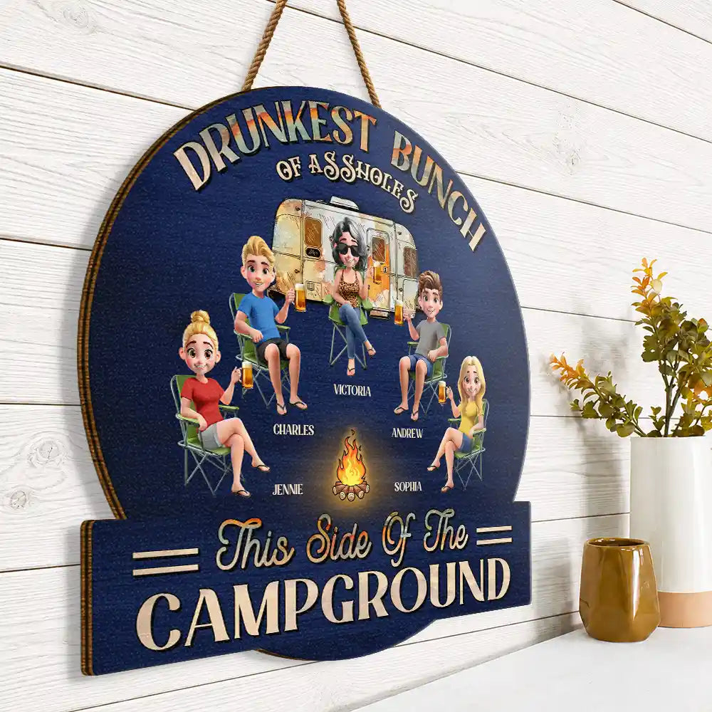 Camping We're Drunks - Personalized Custom Shaped Wood Sign