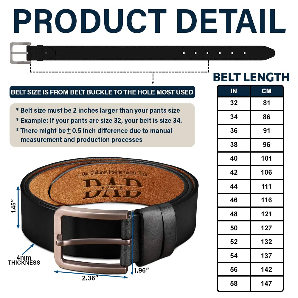 Gift For Father,Gift For Husband - The Only Thing Better Than Having You As Husband - Personalized Engraved Leather Belt