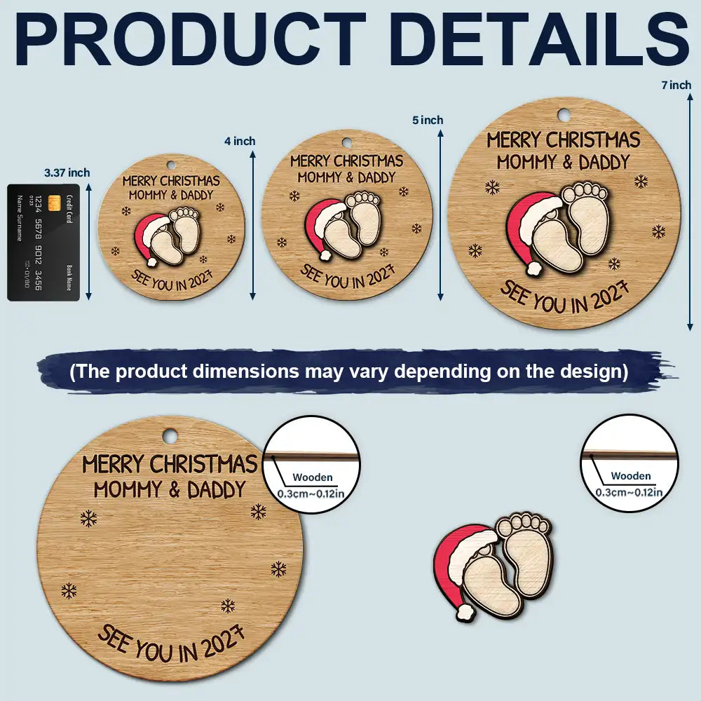 Baby Expecting See You In 2027 - Personalized 2-Layered Wooden Ornament
