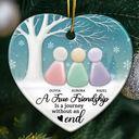 Gift For Bestie, Gift For Sisters, Happy, Old Best friends, Christmas - A True Friend Is Like Sea Glass 2D Sea Glass Effect - Personalized Heart Ceramic Ornament