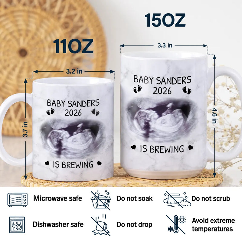 New Dad,New baby,New Mom,Happy - Custom Photo Baby Brewing Expecting Mom Parents - Personalized White Edge-to-Edge Mug