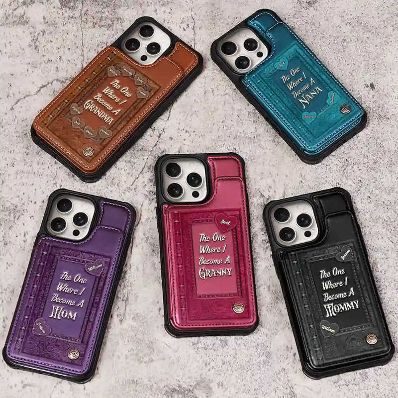 Gift For Yourself,Gift For Women,Gift For Mother,Gift For Grandma,Love - Book Themed The One Where I Become A Mom - Personalized Leather Flip Wallet Phone Case