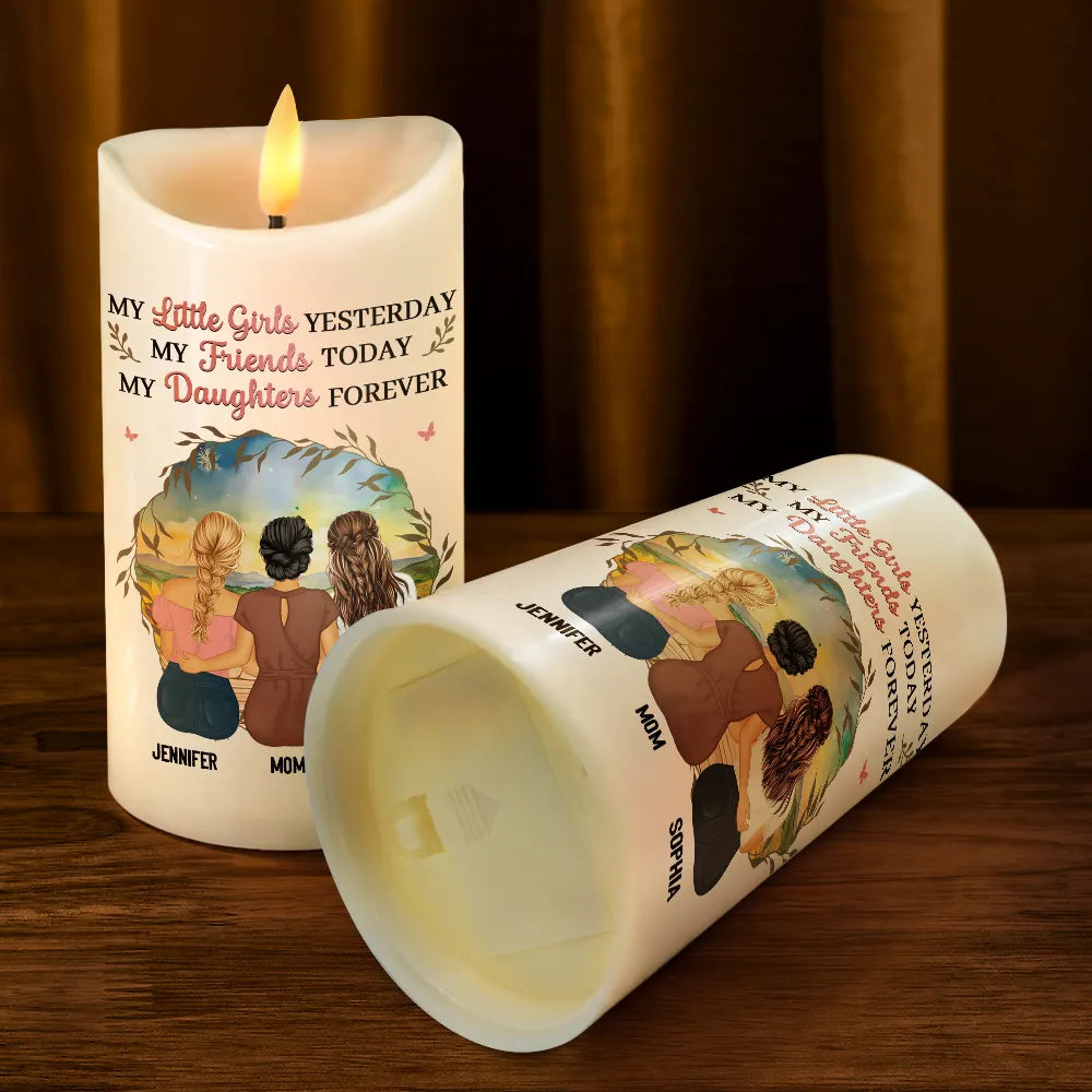 Gift For Mother, Mom - Daughters (Adult), Happy - Mother & Daughter My Friend Today My Daughter Forever - Personalized Flameless LED Candle