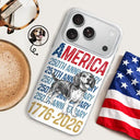 America 250th, Custom Photo, Independence Day, Art Design, Pet Lovers, Proud, Photo - Pencil Sketch - White BG - Custom Photo Pencil Sketch Art Dog Cat America 250th Anniversary - Personalized Clear Phone Case