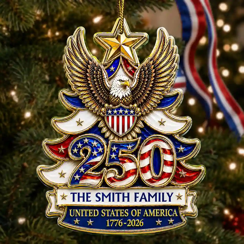 Christmas America 250th Anniversary Stars Stripes Forever - Personalized Custom Shaped Acrylic Ornament
