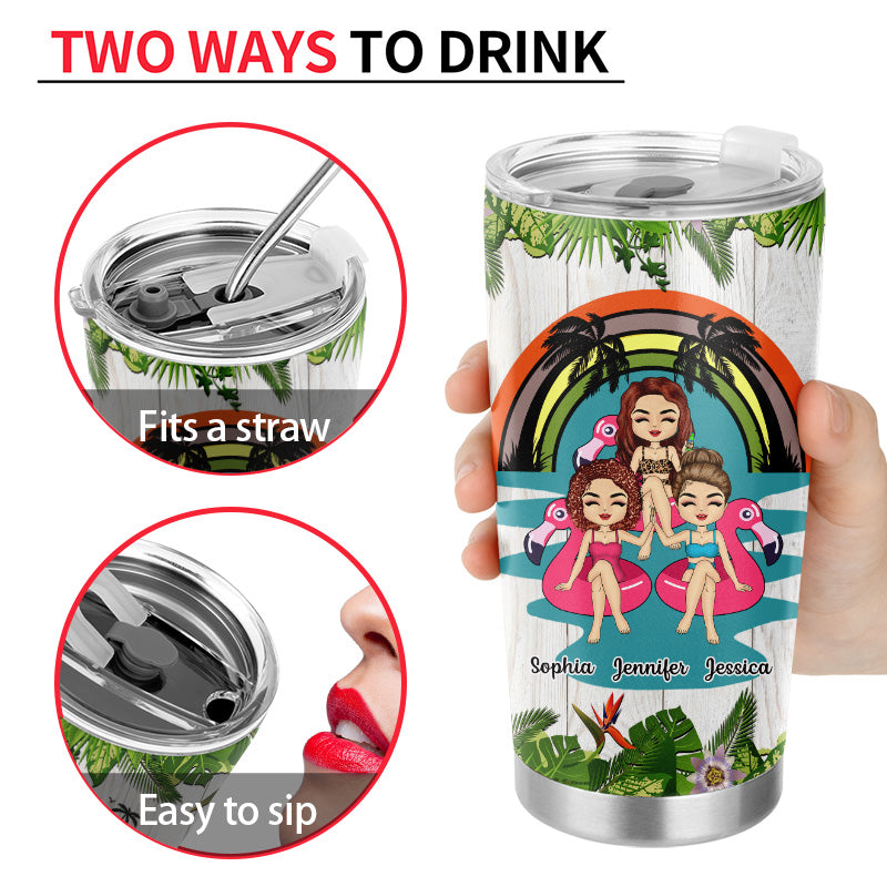 Bestie Flamingo Float Hangovers Are Temporary - Personalized Custom Tumbler