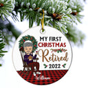 First Christmas Retired - Personalized Custom Circle Ceramic Ornament