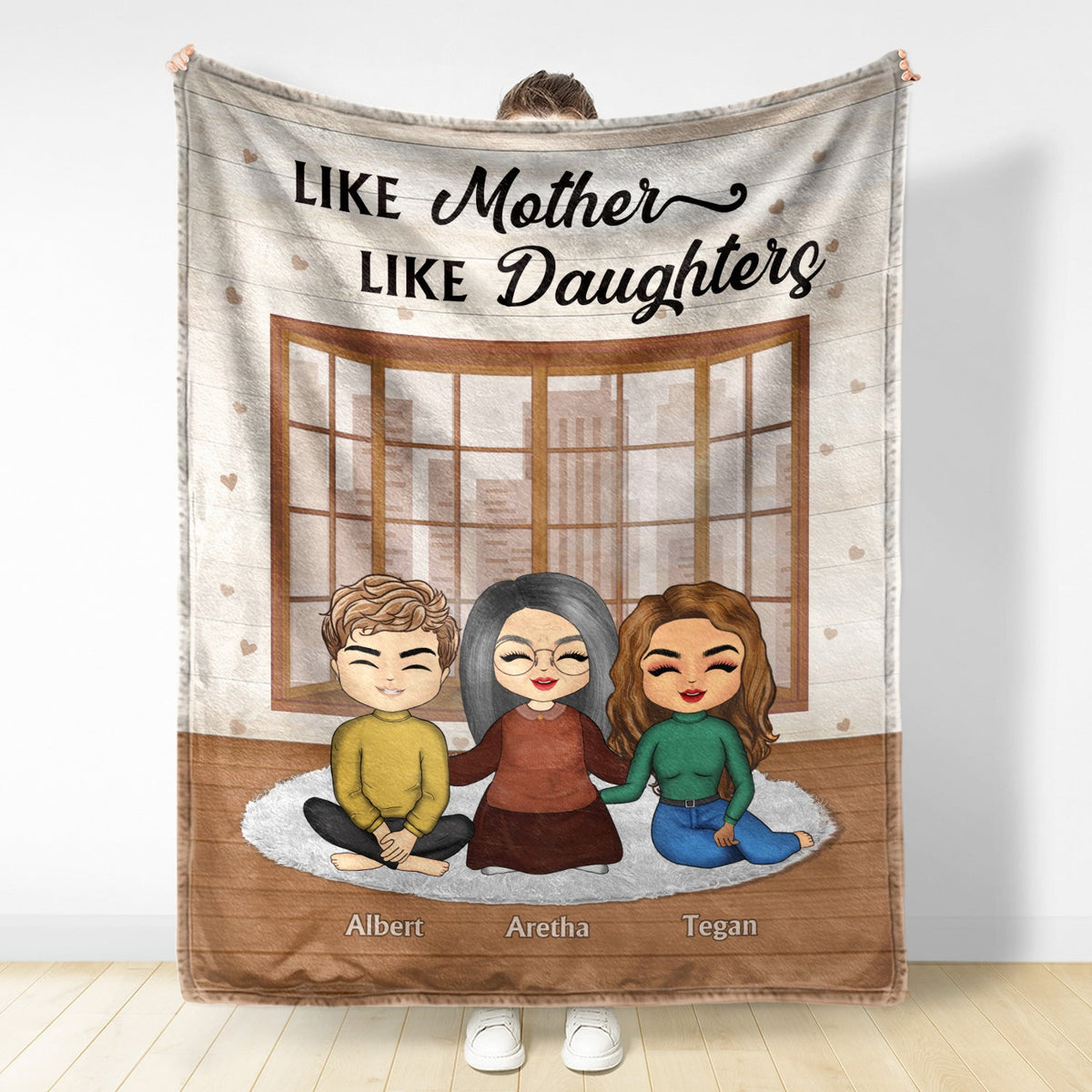 Family Mother & Children Forever Linked Together - Personalized Custom Fleece Blanket