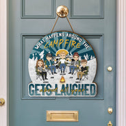Camping Gets Laughed About All Year - Gift For Bestie - Personalized Custom Shaped Wood Sign