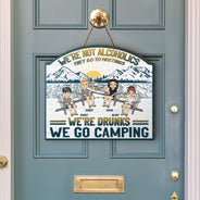 Lake Camping We're Drunks Boat - Gift For Bestie - Personalized Custom Shaped Wood Sign