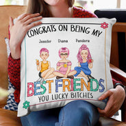 Flower Bestie Congrats On Being My Bestie - Gift For Bestie - Personalized Pillow