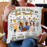 Congrats On Being My Bestie Flower - Gift For Bestie - Personalized Pillow