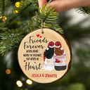 Christmas Sister Bestie Never Apart Maybe In Distance - Gift For Sister, Bestie - Personalized Wood Slice Ornament