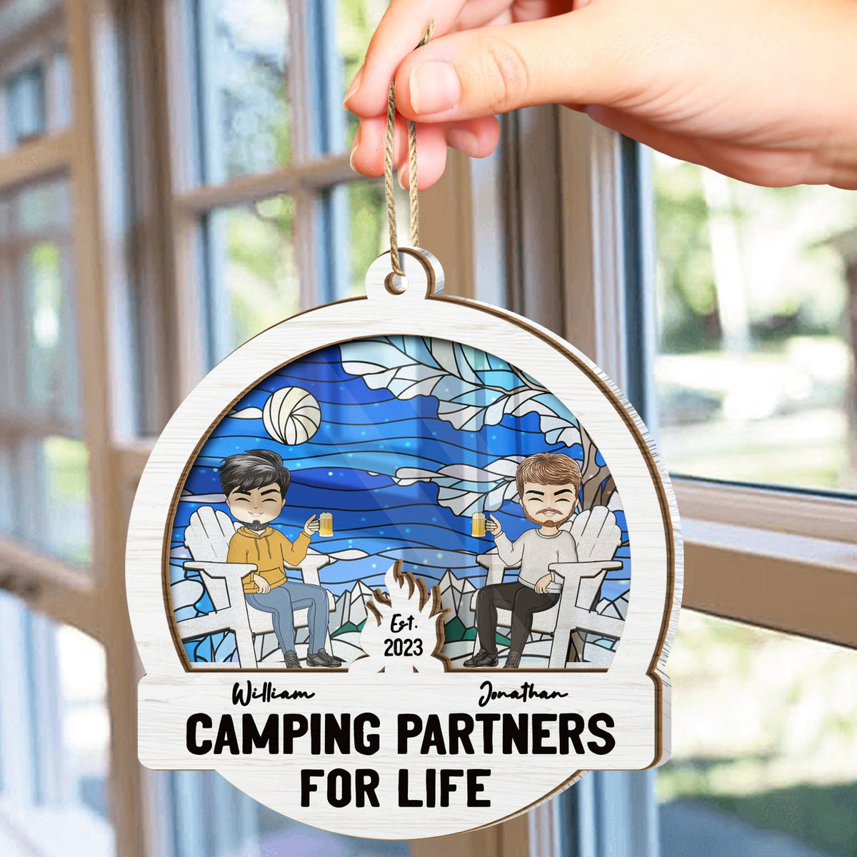 Camping Partners For Life - Christmas Gift For Couples - Personalized Suncatcher Ornament