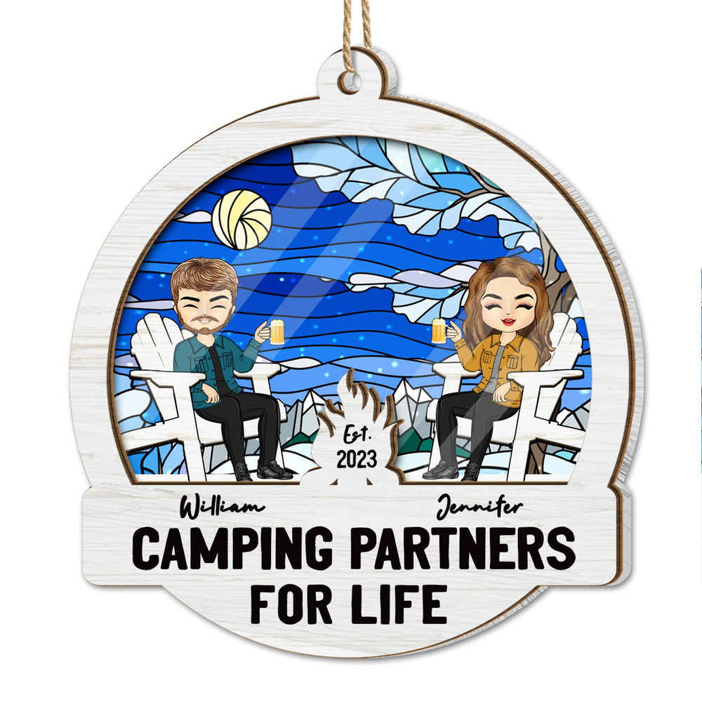 Camping Partners For Life - Christmas Gift For Couples - Personalized Suncatcher Ornament