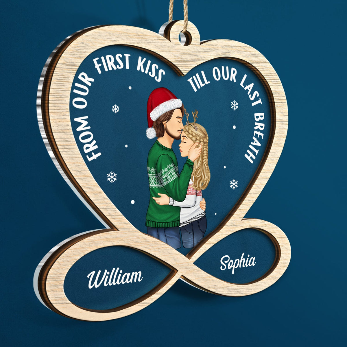 Christmas Couple From Our First Kiss - Gift For Couple - Personalized 2-Layered Mix Ornament