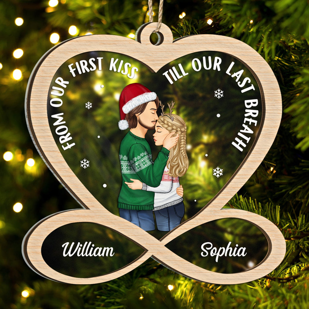 Christmas Couple From Our First Kiss - Gift For Couple - Personalized 2-Layered Mix Ornament