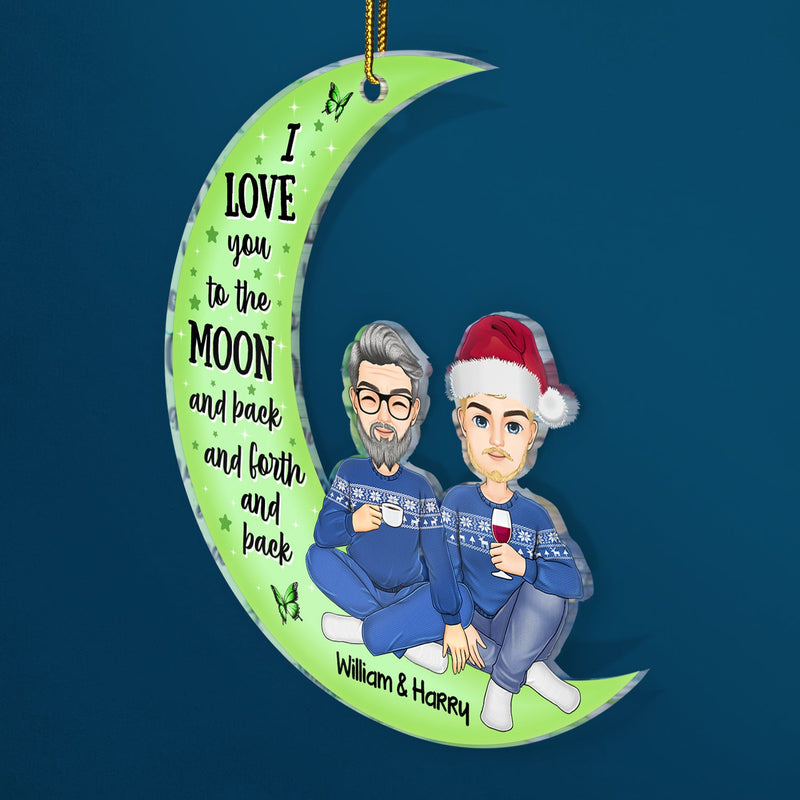 Christmas Grandparents Love You To The Moon & Back - Gift For Grandparents - Personalized Cutout Acrylic Ornament