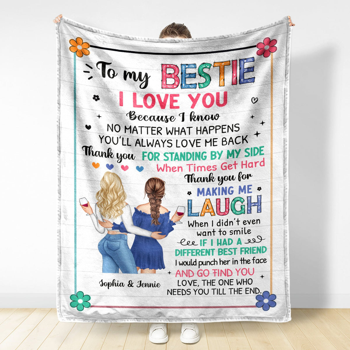 Bestie To My Bestie Flower - Gift For Besties - Personalized Fleece Blanket