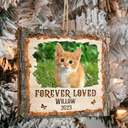Christmas Custom Photo Memorial Forever Loved - Memorial Gift - Personalized Custom Shaped Wooden Ornament