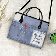 My Love Keeps Growing - Gift For Grandma And Mother - Personalized Leather Bag