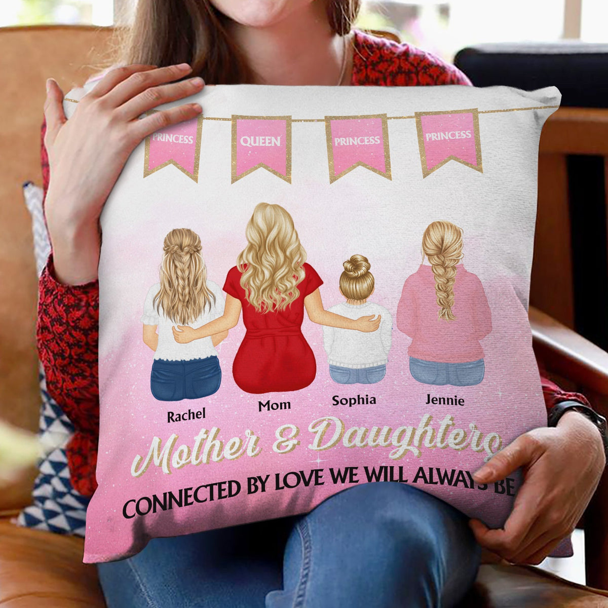 Connected By Love - Gift For Mother & Daughter - Personalized Pillow