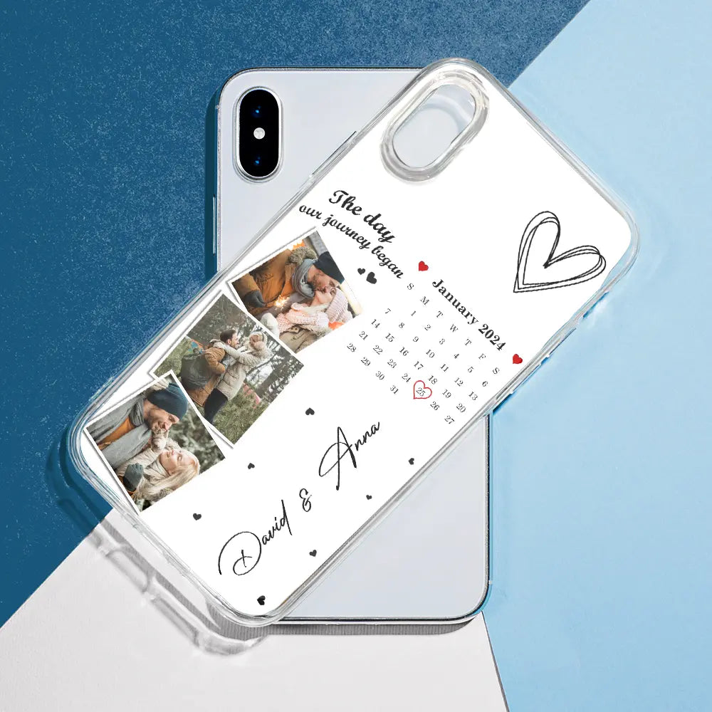 Custom Photo Calendar The Day Our Journey Began - Gift For Couples - Personalized Clear Phone Case