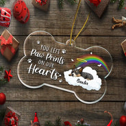 Dog Lovers,Memorial,Sad,Christmas - Sleeping Dog You Left Paw Prints On Our Hearts - Personalized Custom Shaped Acrylic Ornament