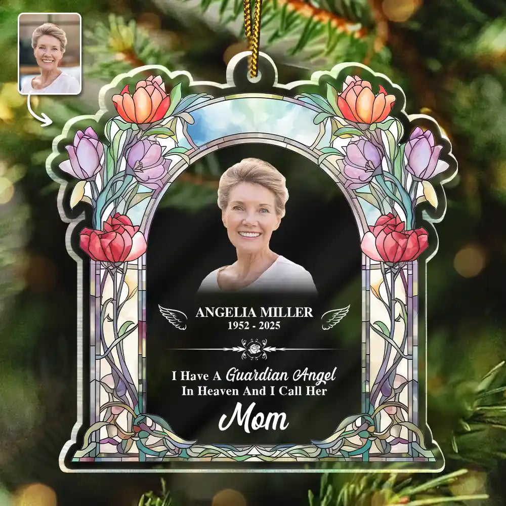 Custom Photo Memorial I Have A Guardian Angel In Heaven Mom Dad - Personalized Custom Shaped Acrylic Ornament