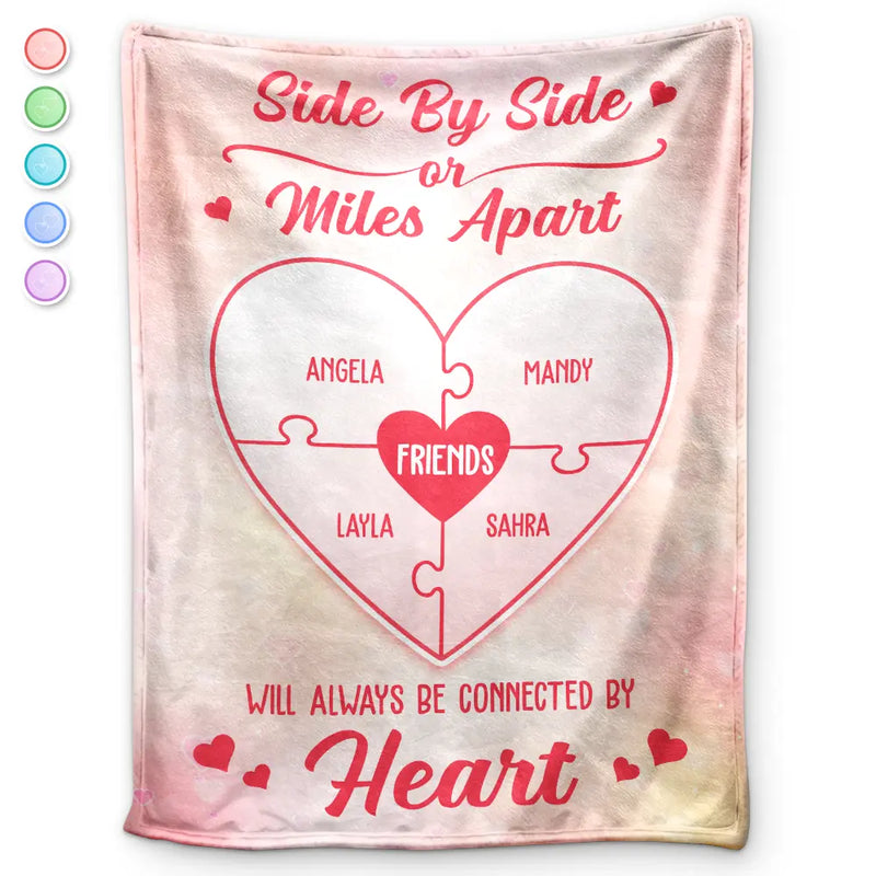 Gift For Bestie,Gift For Sisters,Gift For Women,Long Distance,Christmas,Happy - Friends Sisters Will Always Be Connected By Heart - Personalized Fleece Blanket, Sherpa Blanket