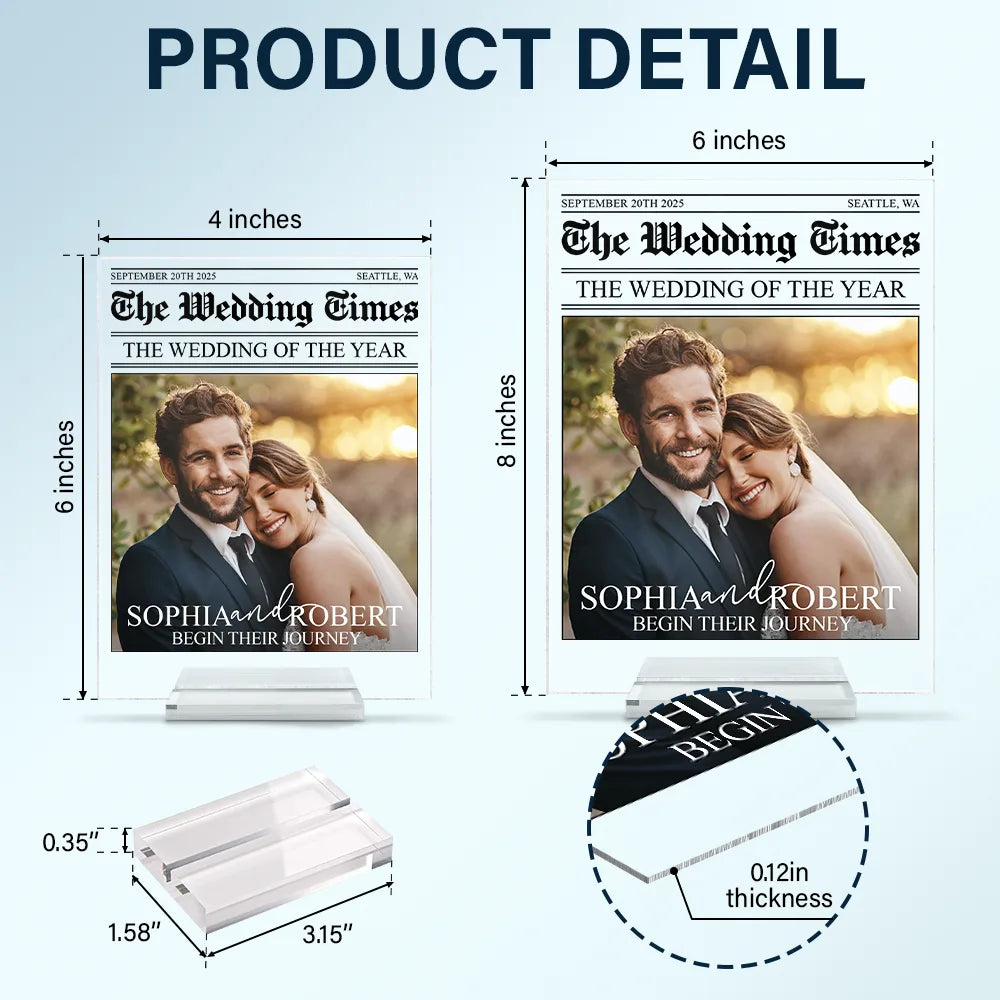 Gift For Couples,Wedding,Love,Gift For Women,Gift For Men,Gift For Wife,Gift For Husband,LGBT - Custom Photo The Wedding Of The Year Newlywed Couples - Personalized Vertical Rectangle Acrylic Plaque