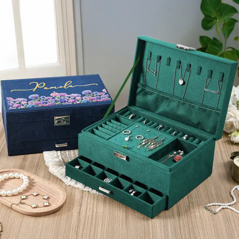 Gift For Yourself,Happy,Gift For Women - Birth Month Flower Watercolor Blooming In Love - Personalized Jewelry Storage Box