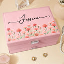 Gift For Yourself,Happy,Gift For Women - Birth Month Flower Watercolor Blooming In Love - Personalized Jewelry Storage Box