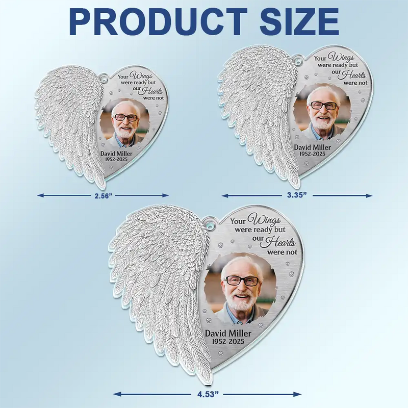 Family,Memorial,Sad - Custom Photo Memorial I'm Always With You Angel Wings - Personalized Acrylic Car Hanger