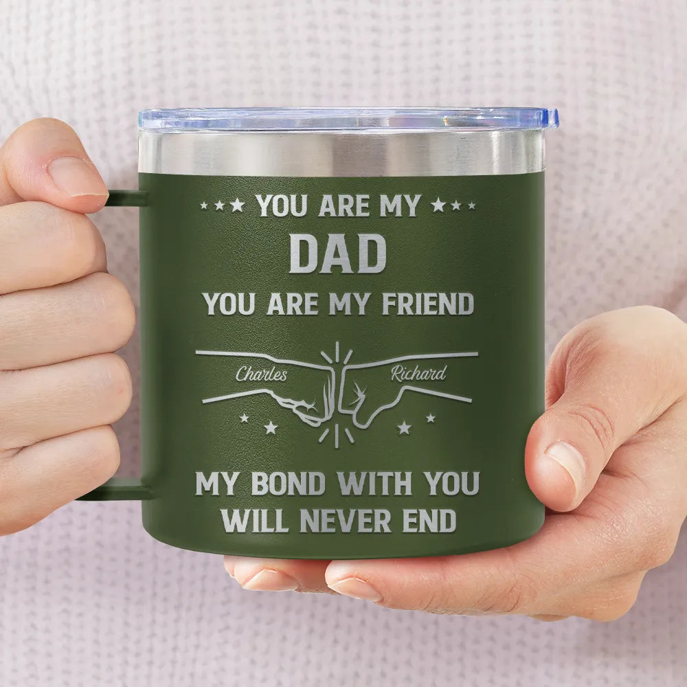Gift For Brothers,Cousin,Happy,Gift For Men,Gift For Father - You Are My Brother My Friend - Personalized 14oz Stainless Steel Tumbler With Handle