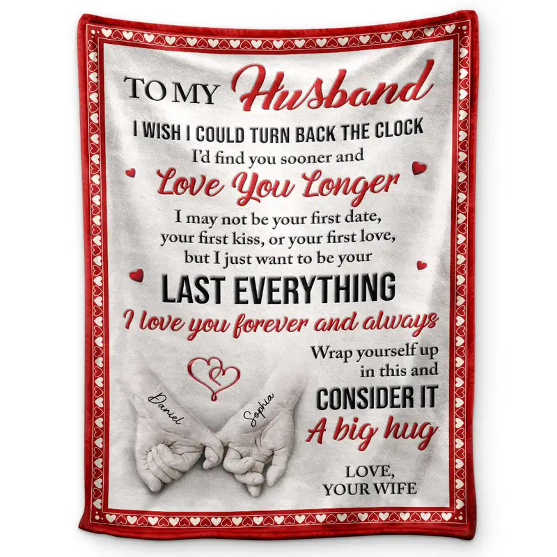 Top Market,Gift For Couples,Old Couples,Gift For Women,Gift For Men,LGBT,Love - 3D Effect Holding Hands Couple I Wish I Could Turn Back The Clock - Personalized Fleece Blanket, Sherpa Blanket